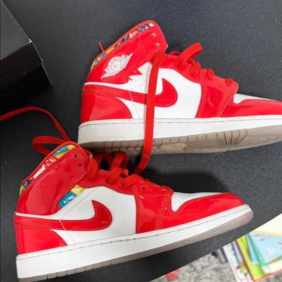 Red and White Air Jordan Sneakers 1 - Picture 3 of 7